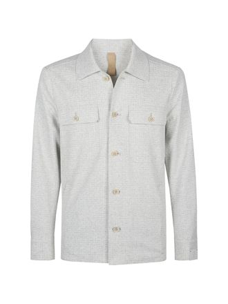 Eleventy Four-Pocket Linen Blend Overshirt - Grey