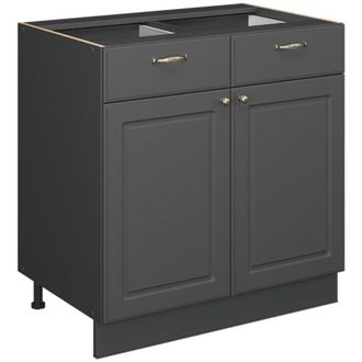 Vicco Mueble Bajo De Cocina Fame-line, Antracita-oro Landhaus, 80 Cm, Et M&aacute;rmol, Vicco