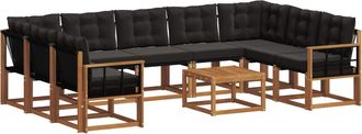 vidaXL Conjunto De Sof&aacute;s De Exterior 10 Uds. Natural Y Negro Vidaxl
