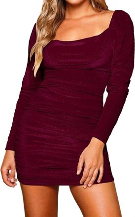 Peach Love California Gordania Shimmer Velvet Dress In Burgundy