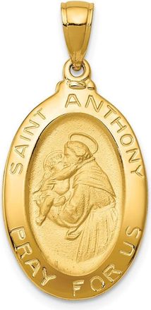 Diamond2Deal 14k Yellow Gold Saint Anthony Oval Medal Hollow Pendant