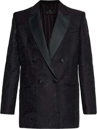 Etro double-breasted paisley-pattern blazer - Black