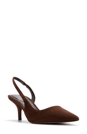 Aldo Stessy Low Slingback Half dOrsay Pointed Toe Pump in Dark Brown at Nordstrom, Size 7.5