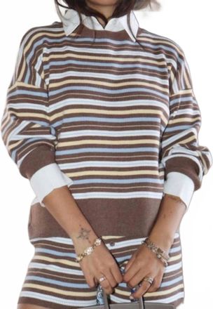 Bailey Rose Striped Knit Collar Top In Cocoa