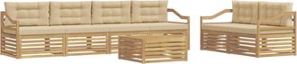 vidaXL Conjunto De Sof&aacute;s De Exterior 7 Uds. Y Beige Poli&eacute;ster Vidaxl