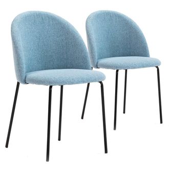HOMN Set de 2 sillas comedor tapizadas azul, 43 x 47 x 78,5 cm