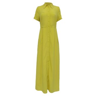 Diane Von F&uuml;rstenberg Long Shirt Dress in Yellow Silk