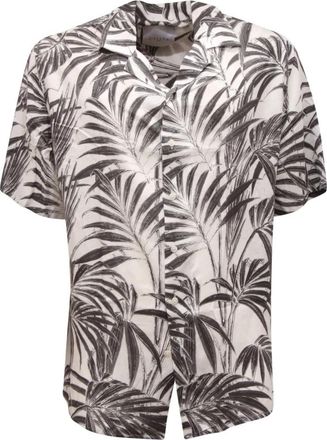 Ga&euml;lle Paris Italiaans Shirt Model Gbu 01050 Zwarte Palmen - Heren - Korte mouwen Overhemden - Zwart - XS - Overhemden