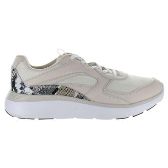 Vionic Delmar Adela Met Leather Textile Womens Lace Up Trainers - Cream - Size:UK 7.5