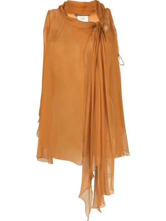 Alberta Ferretti semi-sheer sleeveless blouse - Orange
