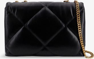 Tory Burch Womens Convertible Crossbody Bag Kira Diamond Quilt Black Leather Shoulder