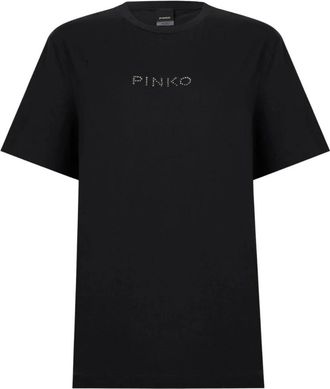 Pinko Pinko, Tops, Dames, Zwart, M, Katoen, Strepitoso T-Shirt