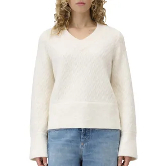 Closed V-Neck Long Sleeve Sweater In Ivory