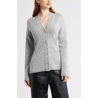Nordstrom Wool & Cashmere Cardigan in Grey Silk Heather at Nordstrom, Size Xx-Small