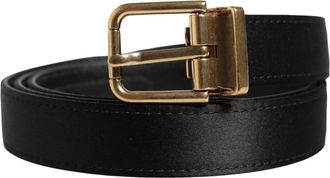 Dolce & Gabbana Classic Viscose Metal Buckle Belt - Heren - Riemen - Zwart - ONE Size - Leer - Accessoires