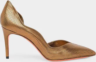 Santoni 85mm Petal Metallic Leather d & apos;Orsay Pumps