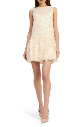 En Saison Emryn Sequin Bubble Minidress in Ecru at Nordstrom, Size X-Small