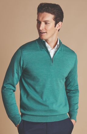 CHARLES TYRWHITT Pure Merino Zip Neck Sweater