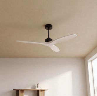 Forlight Forlight - Ventilador De Techo Stem Evo, &Oslash;1320mm, Motor Dc Silencioso, 30w, 6 Velocidades, Mando A Distancia Incluido, 20-32m&sup2;, Negro, Palas Blanco, F