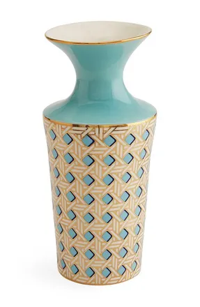 Jonathan Adler Basketweave Cuff Vase in Teal/gold at Nordstrom