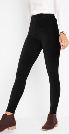 Bonprix Leggings BONPRIX Feincord-Leggings mit breitem Komfortbund, Damen, Gr. 56/58 (XXXL), N-Gr, schwarz, Obermaterial: 62% Baumwolle, 33% Polyester, 5% Ela