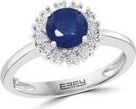 Effy Sterling Silver Sapphire & Diamond Halo Ring in Blue at Nordstrom Rack, Size 7