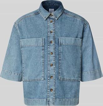 Emily van den Bergh Relaxed Fit Hemdbluse in Denim-Optik in Hellblau, Gr&ouml;&szlig;e 38