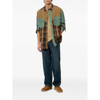 Isabel Marant Patchwork Check Cotton-Linen Shirt - Green