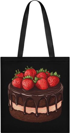 Generic Chocolate Strawberry Cake Womens Tote Casual Shopping Bag Lightweight Shoulder Bags Hobos Handbag for Work Travel Daily 35x40cm