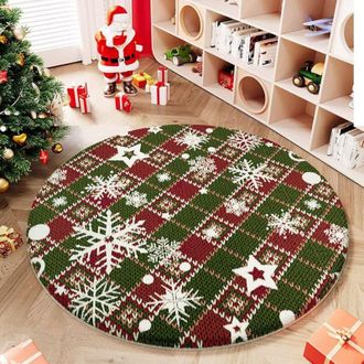 OEM Tapis Rond - Microfibre - Antideslizante - Motivo Copo De Nieve - Para Sal&oacute;n Habitaci&oacute;n Comedor - Di&aacute;metro 100 Cm