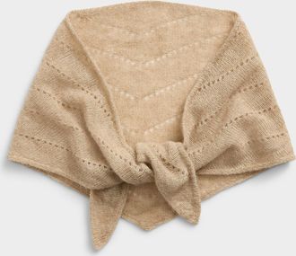 Simons Womens Openwork knit alpaca triangle scarf Exclusive collection from Italy