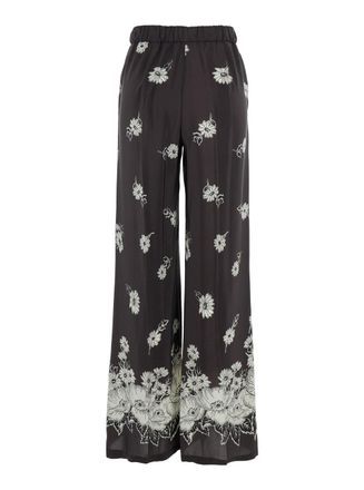 Parosh Multicolor Pants With Elastic Waist And All-over Floral Motif In Fabric Woman