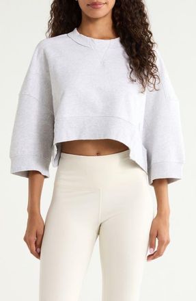 Free People Intercept Cotton Blend Crop Sweatshirt in White Heather Grey at Nordstrom, Size X-Large