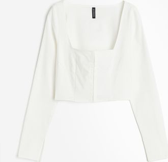 H&M Shirt mit eckigem Ausschnitt - White