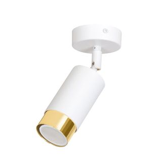 Wonderlamp Foco de techo orientable de metal blanco y detalle en dorado