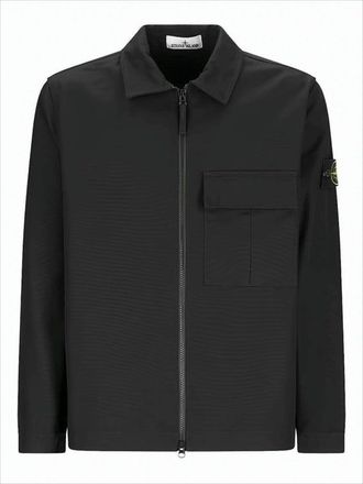 Stone Island Black Cotton Jacket With Minimalist Design