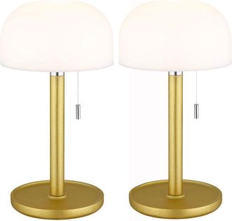 Globo Lighting Globo Lighting - Lampada da tavolo bambù lampada da tavolo ottone led lampada da soggiorno IP44 lampada laterale a fungo, 1,5W 80lm bianco caldo