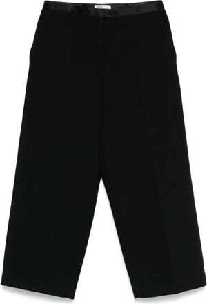 Khaite Wijde Cropped Broek - Dames - Wijde Broeken - Zwart - S - Polyester - Broeken
