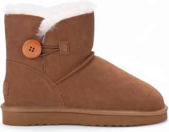 Infinity Leather Womens Sheepskin Suede Black Ankle Bootie Warm Winter Boots - Alpine