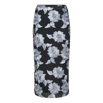 Rotate ROTATE Birger Christensen, Midi Skirts, female, Multicolor, Size: XS Grey 3D Flower Embroidered Skirt