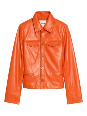 Zadig&Voltaire Liam buttoned jacket - women - Lamb Skin - S - Orange