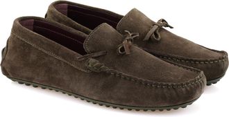 Desa Mens Suede Slip-Ons - Leather Lining, Leather Sole, Flat Heel | Green - 40
