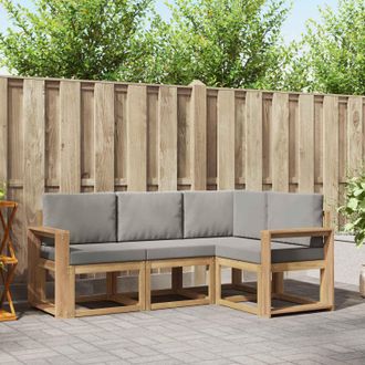 vidaXL Vidaxl Set Di Divani Da Esterno 4 Pz Bianco E Grigio Chiaro Poliestere
