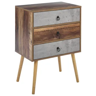 Beliani Aparador De Madera Oscura Con Tablero De Part&iacute;culas Gris C&oacute;moda De Dise&ntilde;o R&uacute;stico Con 3 Cajones De Almacenamiento Batley
