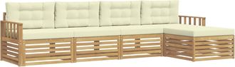 vidaXL Conjunto De Sof&aacute;s De Exterior 5 Uds. Blanco Y Crema Poli&eacute;ster Vidaxl