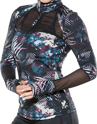 TLF Apparel Muse Bardot Mesh Panel Long Sleeve Top In Paradise
