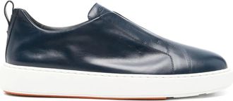 Santoni leather sneakers - Blue