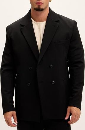 Ron Tomson Super Relaxed Double Breasted Tuxedo Jacket in Black at Nordstrom Rack, Size X-Large