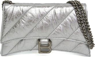 Balenciaga Crush Chain Flap Leather Silver Leather Handbag (Pre-Owned)