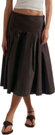 Free People Skipper Pleated Cotton Midi Skirt in Double Espresso at Nordstrom, Size 12